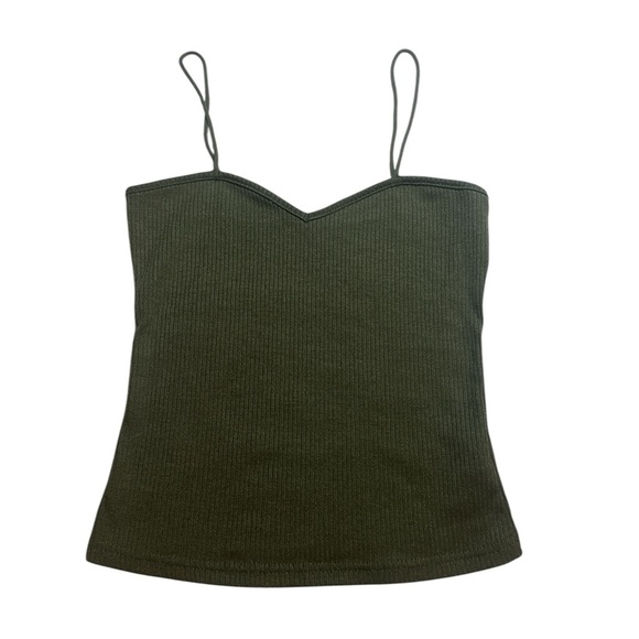 SHEIN Tops - Olive Green Ribbed Camisole Top